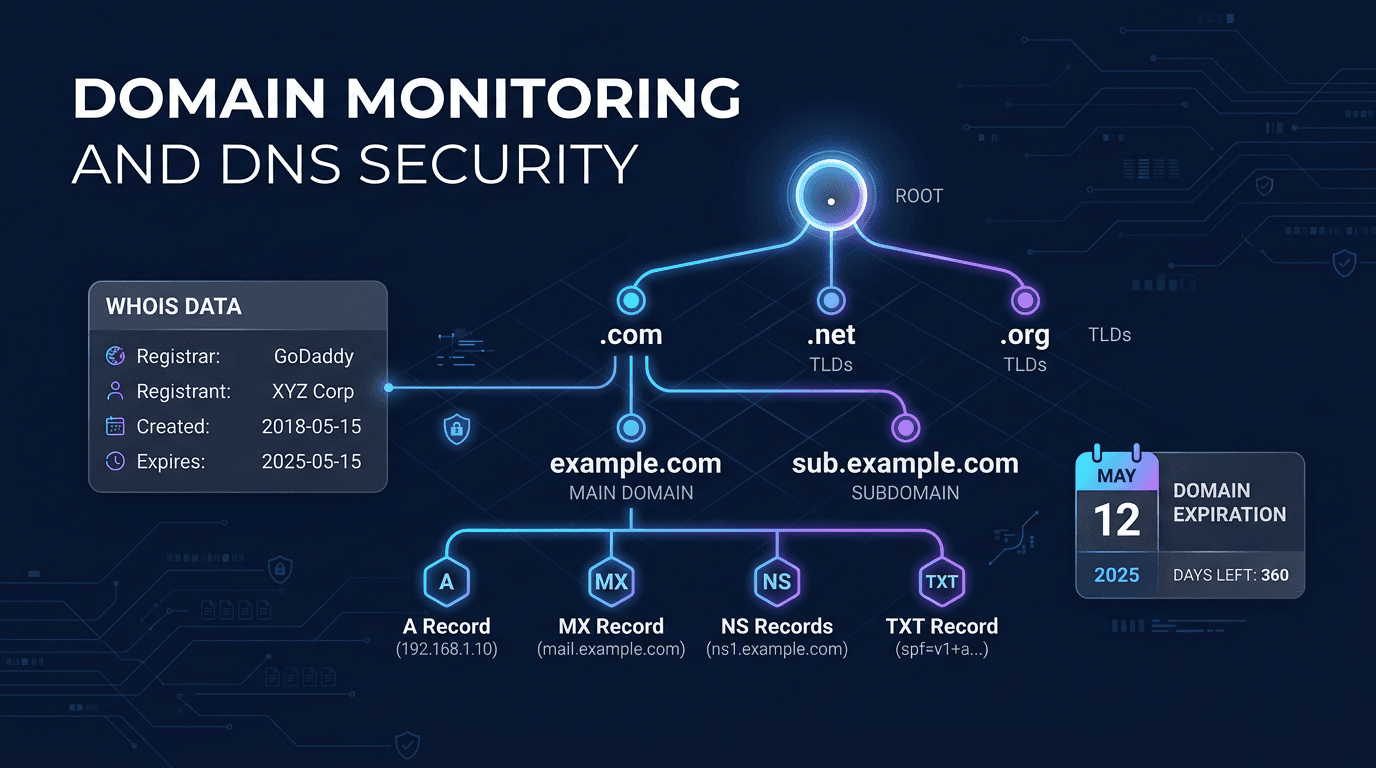 Руководство по мониторингу домена: изменения DNS, оповещения об истечении срока действия и безопасность домена